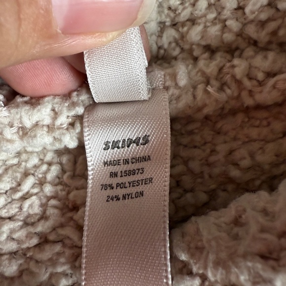 Skims Kids Sherpa Fleece Tan Full Zip Hoodie - 6/7 - Picture 3 of 4